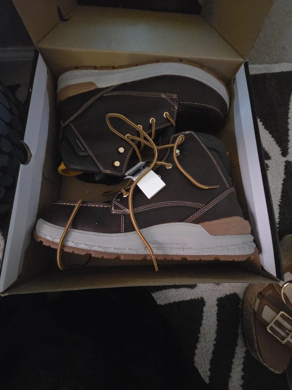 Cat Men’s Brown Leather Work Boots - Lace-Up Moc Toe